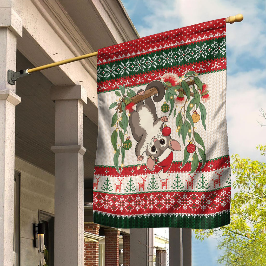 Aussie Sugar Glider Christmas Garden Flag Festive Knitted Pattern Inspired