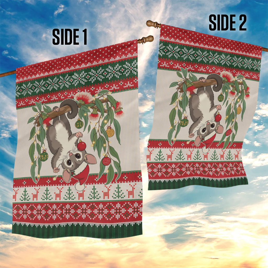 Aussie Sugar Glider Christmas Garden Flag Festive Knitted Pattern Inspired