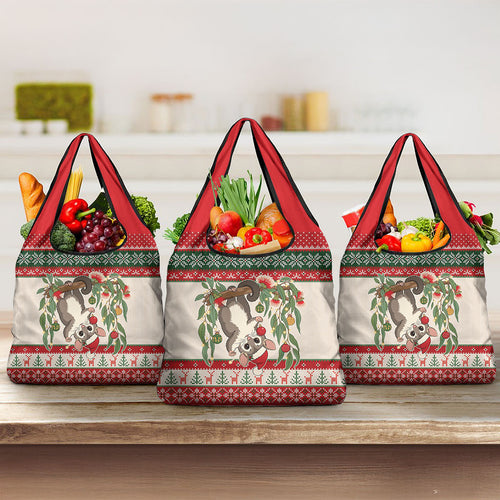Aussie Sugar Glider Christmas Grocery Bag Festive Knitted Pattern Inspired