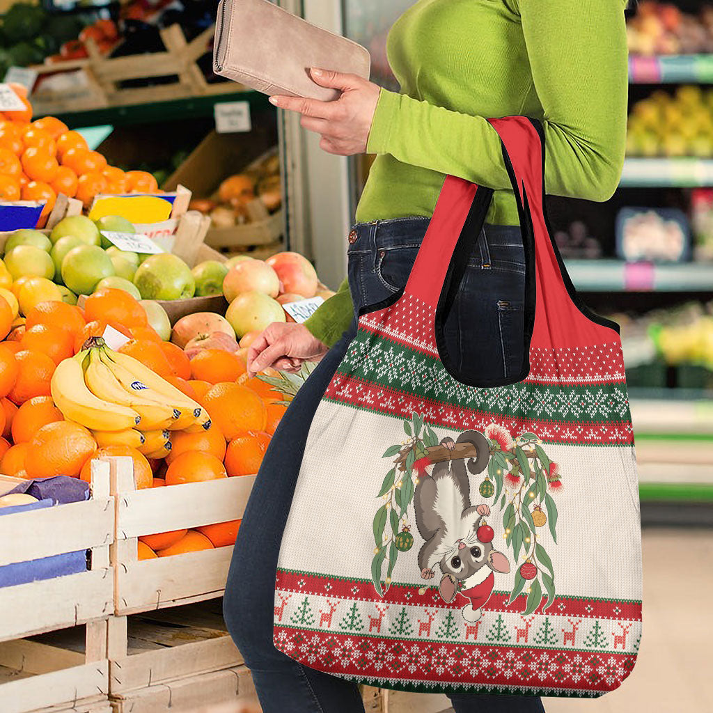 Aussie Sugar Glider Christmas Grocery Bag Festive Knitted Pattern Inspired