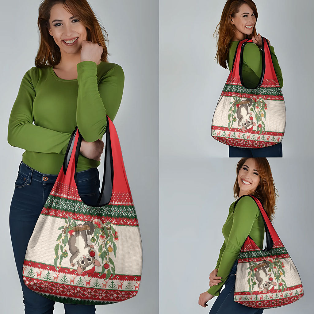Aussie Sugar Glider Christmas Grocery Bag Festive Knitted Pattern Inspired