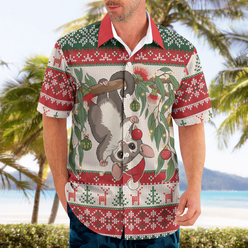 Aussie Sugar Glider Christmas Hawaiian Shirt Festive Knitted Pattern Inspired