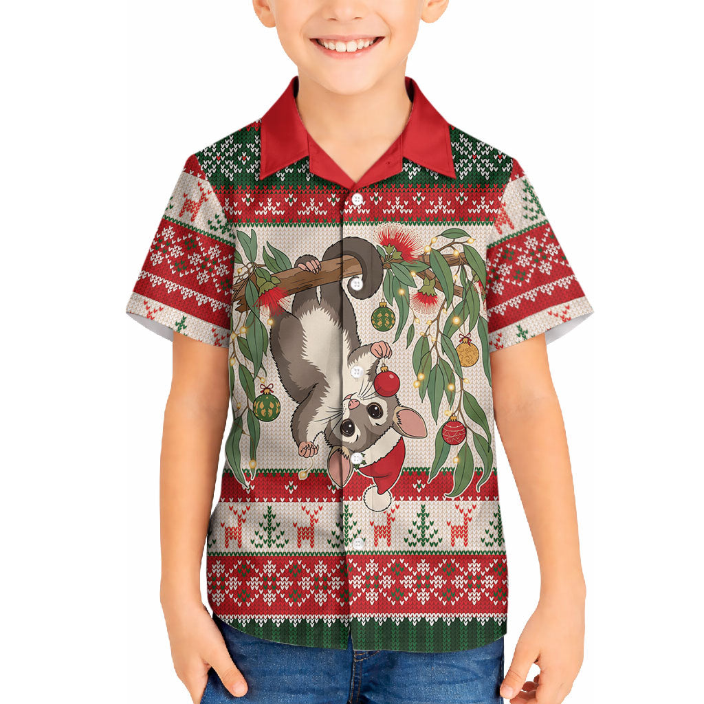 Aussie Sugar Glider Christmas Hawaiian Shirt Festive Knitted Pattern Inspired