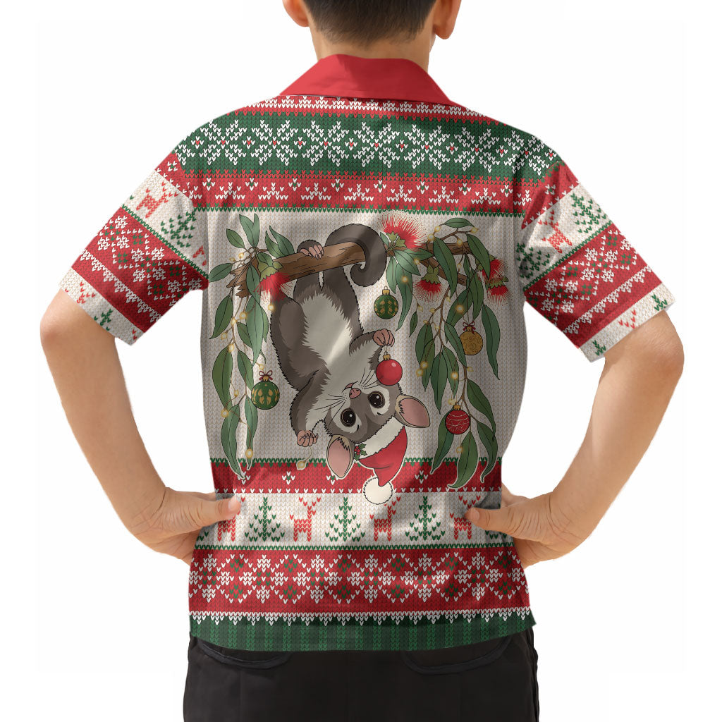 Aussie Sugar Glider Christmas Hawaiian Shirt Festive Knitted Pattern Inspired
