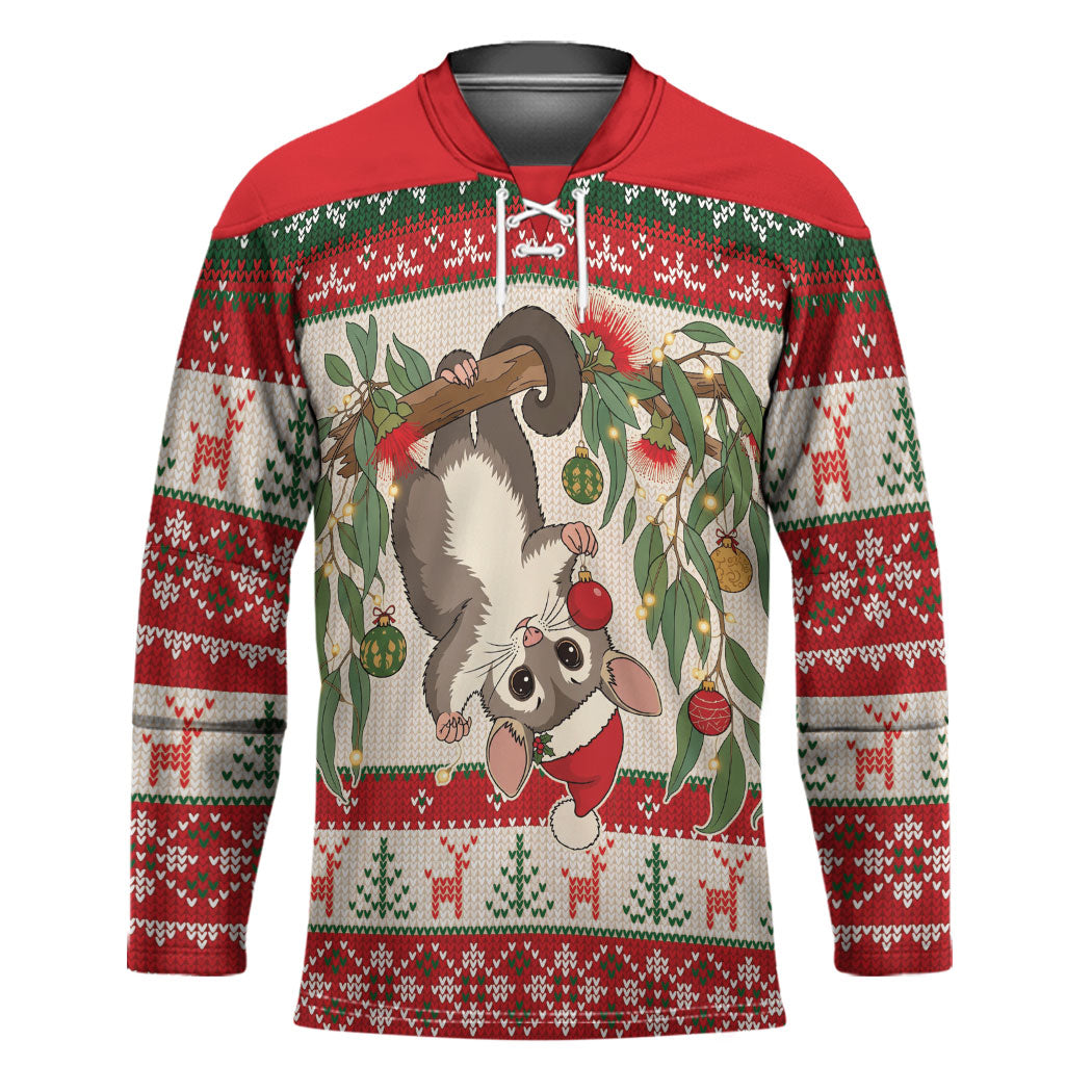 Aussie Sugar Glider Christmas Hockey Jersey Festive Knitted Pattern Inspired