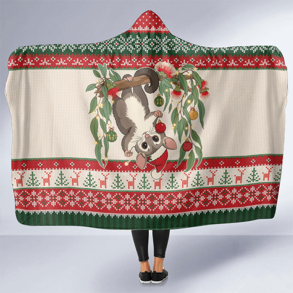 Aussie Sugar Glider Christmas Hooded Blanket Festive Knitted Pattern Inspired