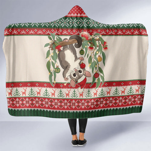 Aussie Sugar Glider Christmas Hooded Blanket Festive Knitted Pattern Inspired