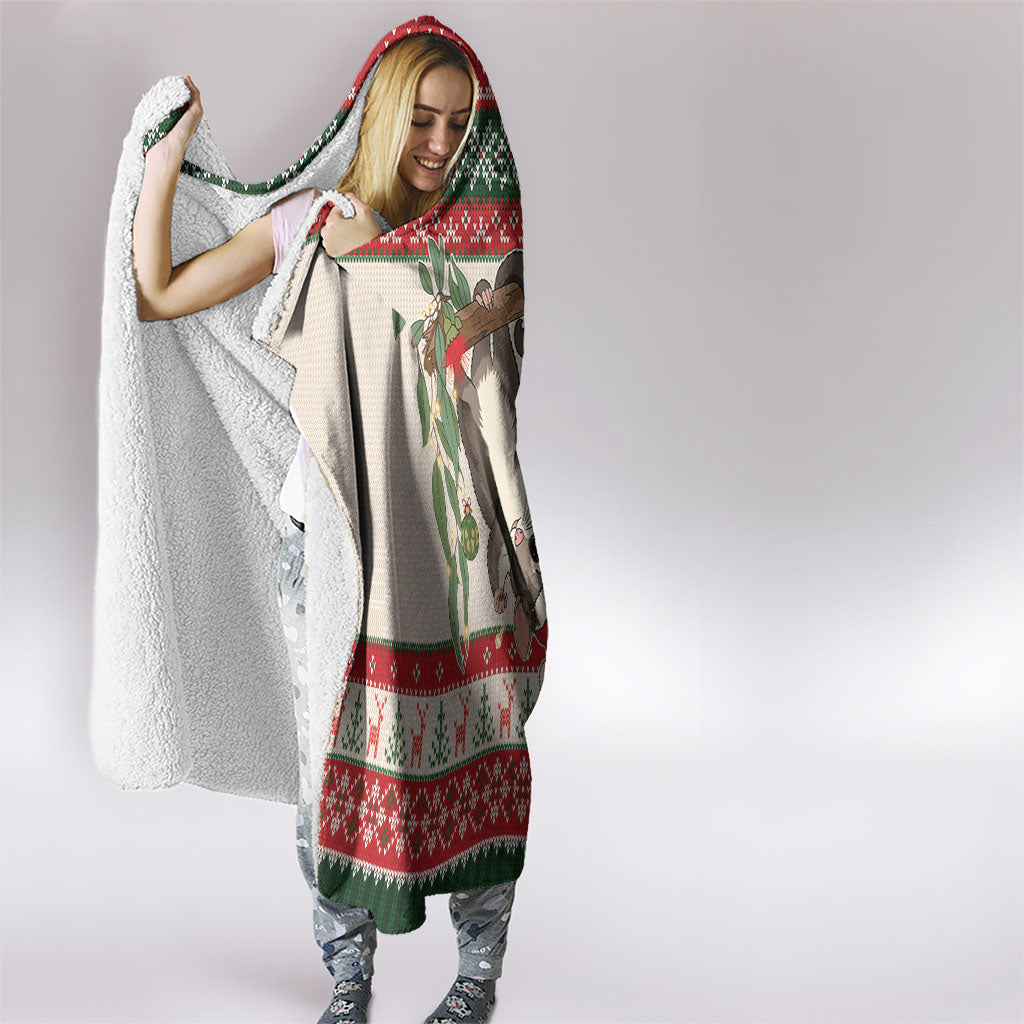 Aussie Sugar Glider Christmas Hooded Blanket Festive Knitted Pattern Inspired