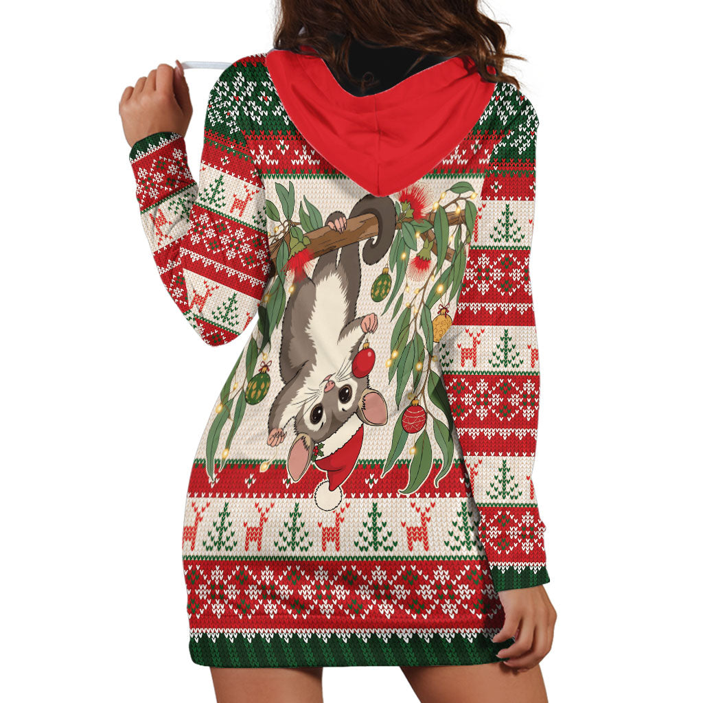 Aussie Sugar Glider Christmas Hoodie Dress Festive Knitted Pattern Inspired