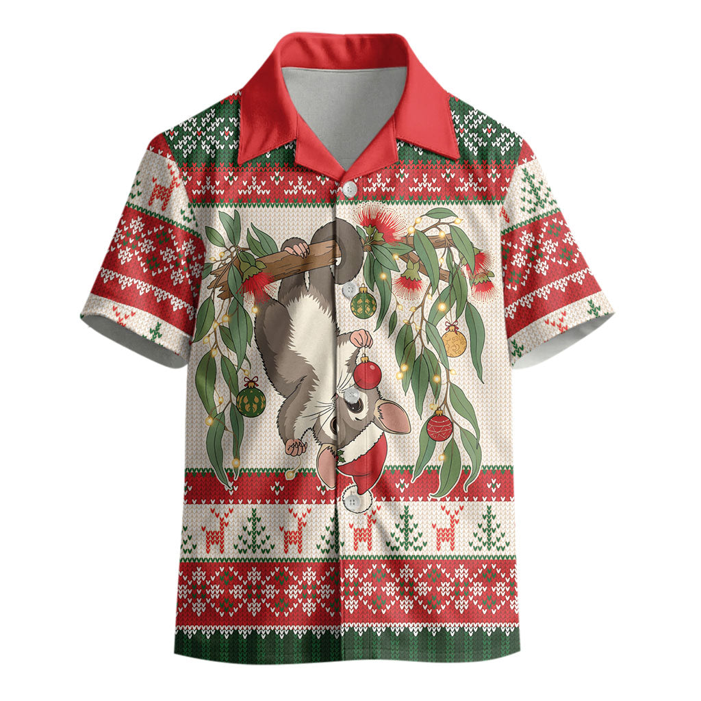Aussie Sugar Glider Christmas Kid Hawaiian Shirt Festive Knitted Pattern Inspired