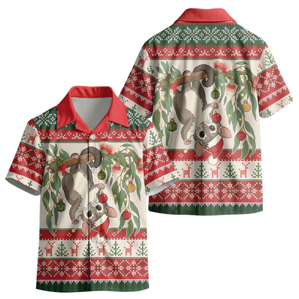 Aussie Sugar Glider Christmas Kid Hawaiian Shirt Festive Knitted Pattern Inspired