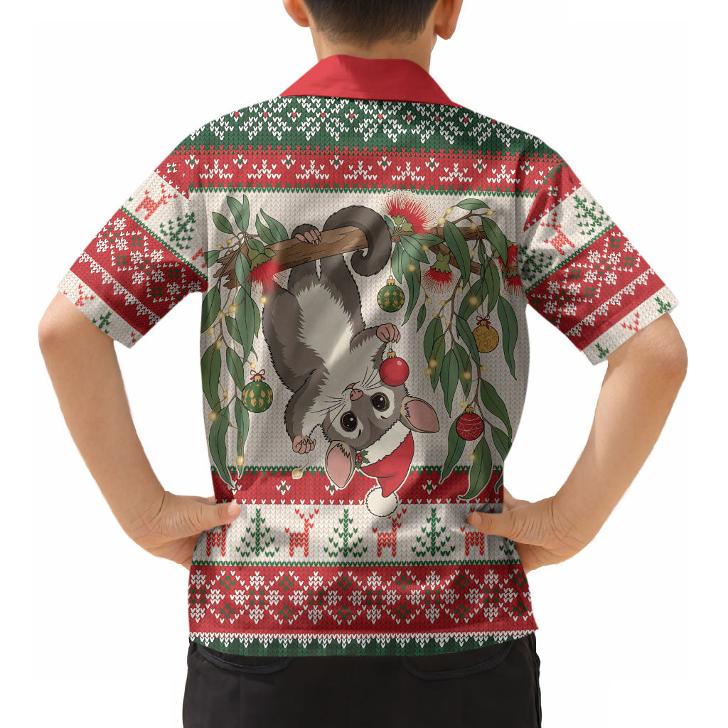 Aussie Sugar Glider Christmas Kid Hawaiian Shirt Festive Knitted Pattern Inspired
