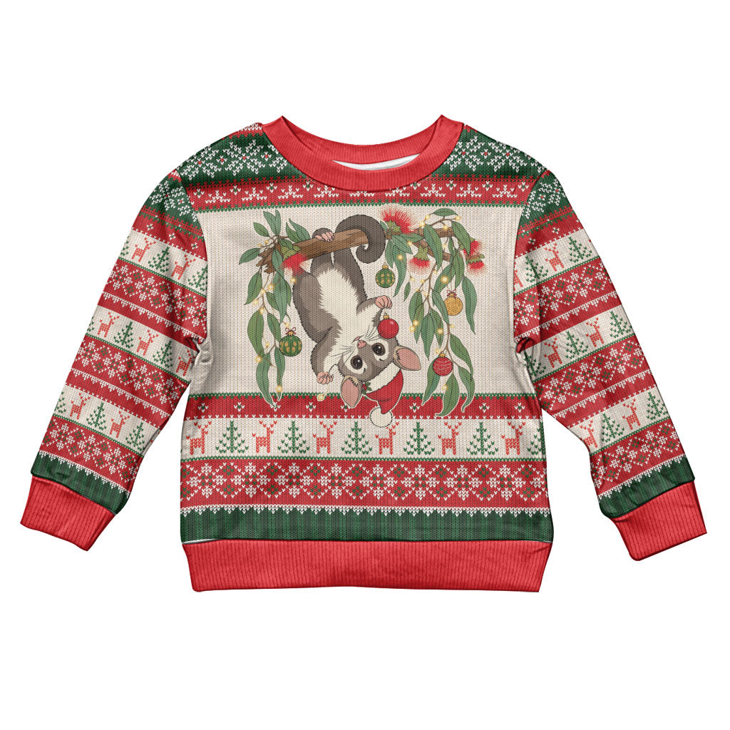 Aussie Sugar Glider Christmas Kid Ugly Christmas Sweater Festive Knitted Pattern Inspired