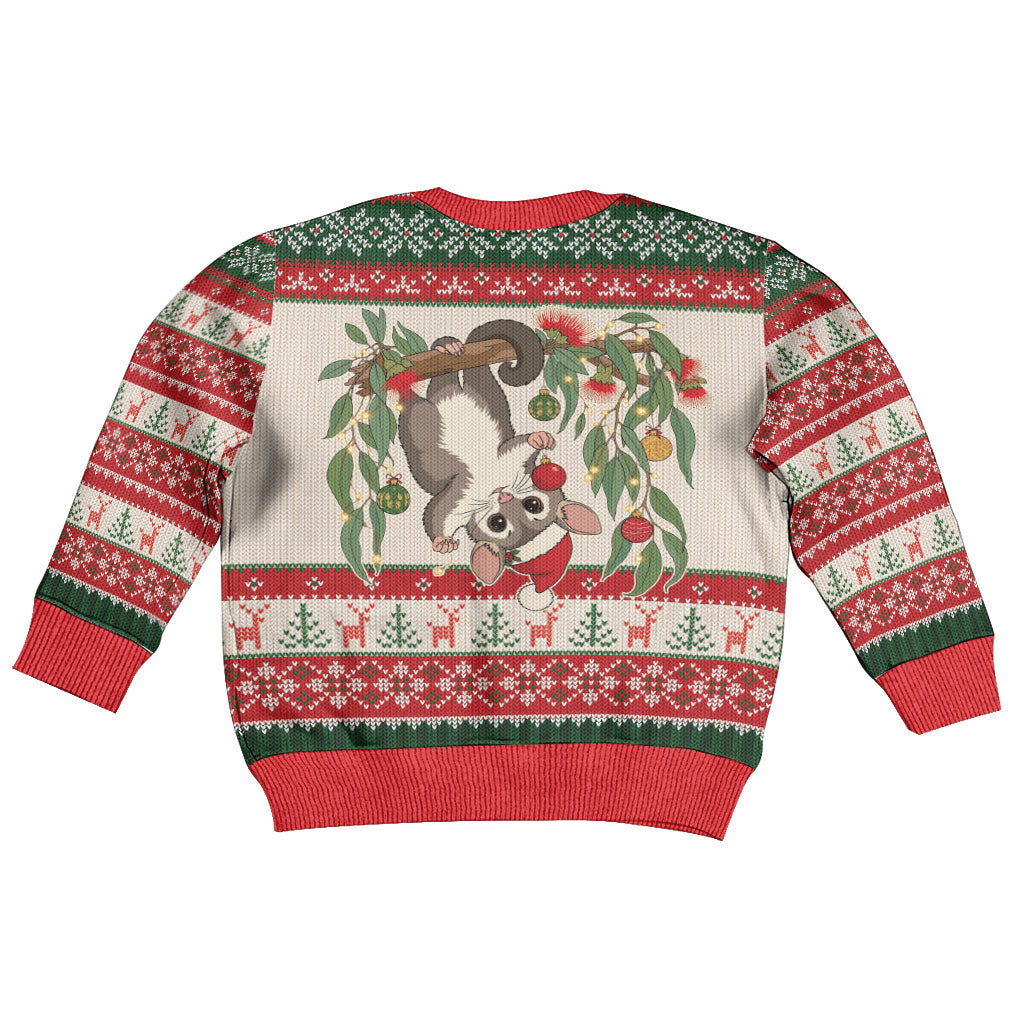 Aussie Sugar Glider Christmas Kid Ugly Christmas Sweater Festive Knitted Pattern Inspired