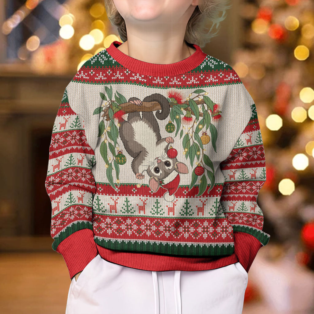 Aussie Sugar Glider Christmas Kid Ugly Christmas Sweater Festive Knitted Pattern Inspired