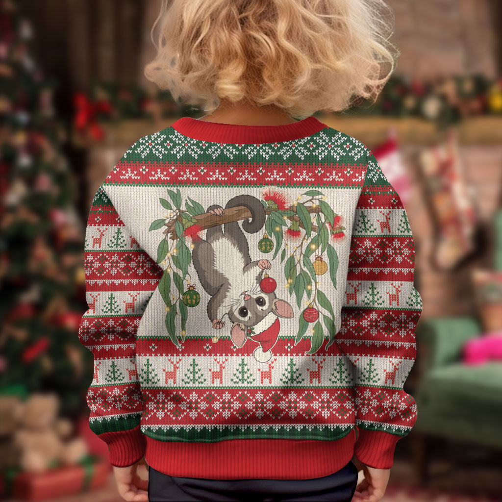 Aussie Sugar Glider Christmas Kid Ugly Christmas Sweater Festive Knitted Pattern Inspired