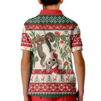 Aussie Sugar Glider Christmas Kid Polo Shirt Festive Knitted Pattern Inspired