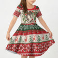 Aussie Sugar Glider Christmas Kid Short Sleeve Dress Festive Knitted Pattern Inspired