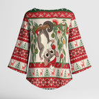 Aussie Sugar Glider Christmas Kimono Sleeve Blouse Festive Knitted Pattern Inspired