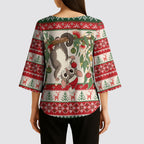 Aussie Sugar Glider Christmas Kimono Sleeve Blouse Festive Knitted Pattern Inspired