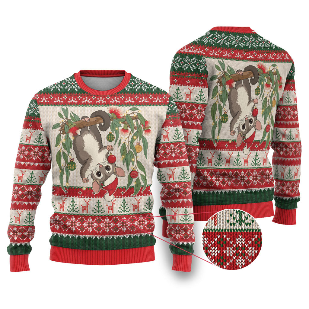 Aussie Sugar Glider Christmas Ugly Christmas Sweater Festive Knitted Pattern Inspired