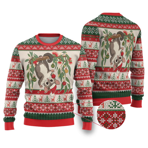 Aussie Sugar Glider Christmas Ugly Christmas Sweater Festive Knitted Pattern Inspired