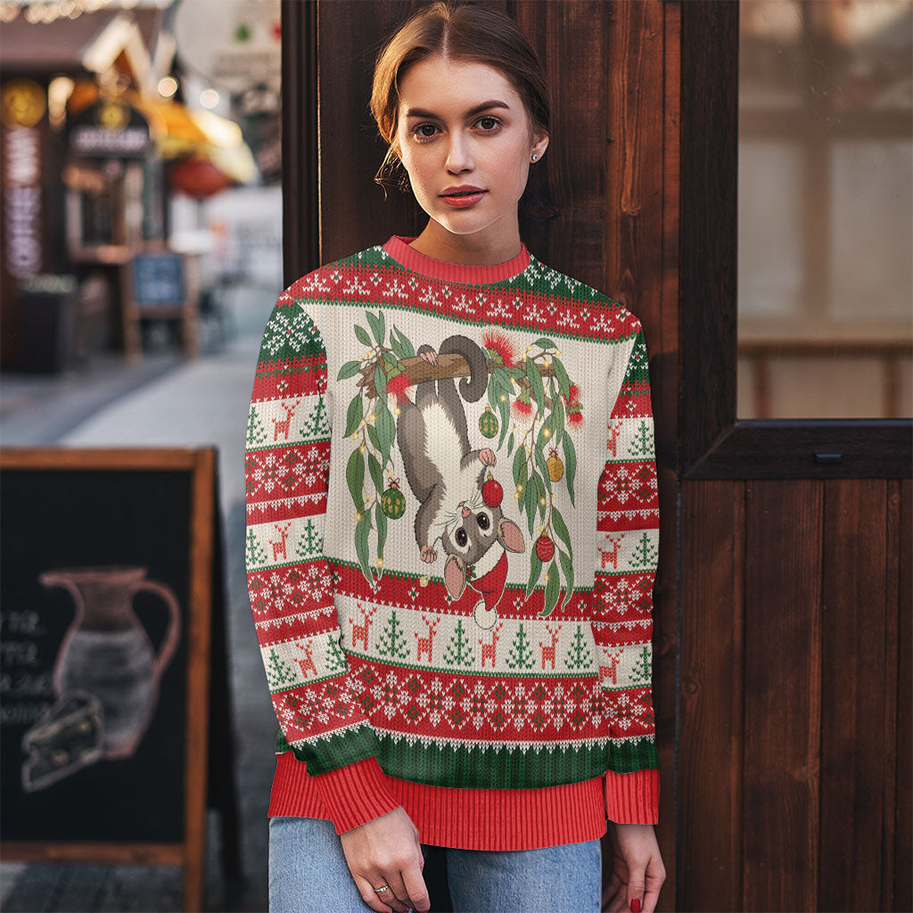Aussie Sugar Glider Christmas Ugly Christmas Sweater Festive Knitted Pattern Inspired