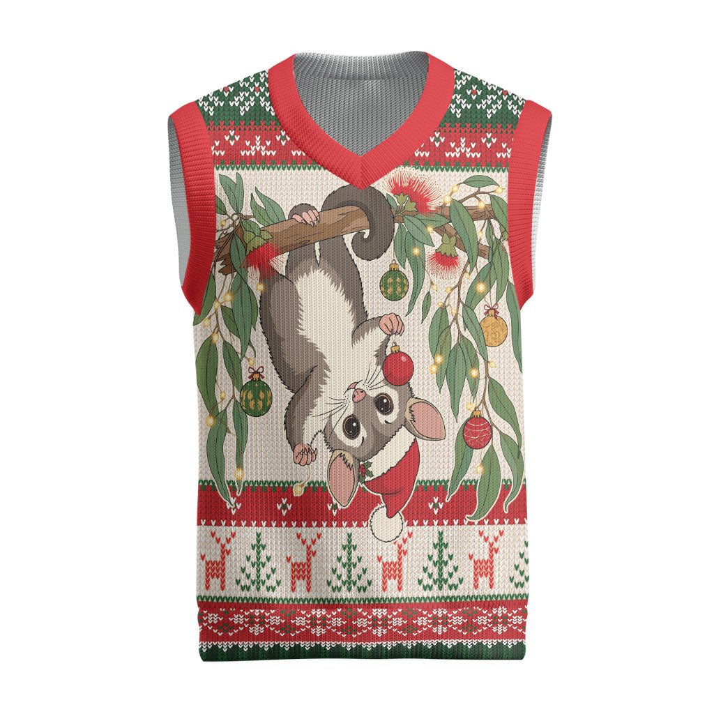 Aussie Sugar Glider Christmas Knitted V-Neck Vest Festive Knitted Pattern Inspired