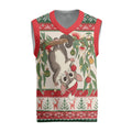 Aussie Sugar Glider Christmas Knitted V-Neck Vest Festive Knitted Pattern Inspired