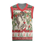 Aussie Sugar Glider Christmas Knitted V-Neck Vest Festive Knitted Pattern Inspired