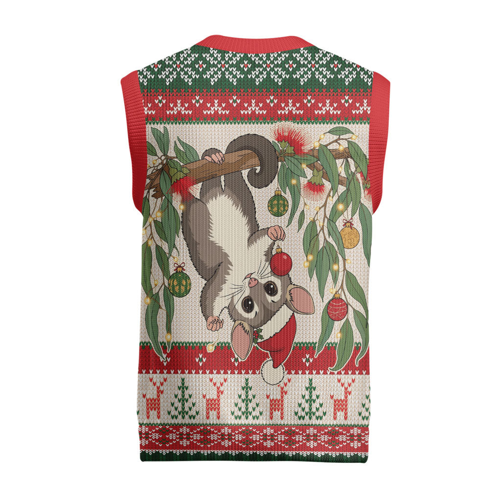 Aussie Sugar Glider Christmas Knitted V-Neck Vest Festive Knitted Pattern Inspired