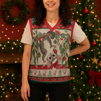 Aussie Sugar Glider Christmas Knitted V-Neck Vest Festive Knitted Pattern Inspired