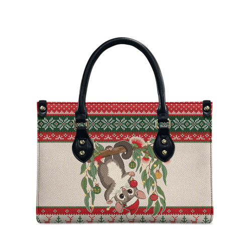 Aussie Sugar Glider Christmas Leather Bag Festive Knitted Pattern Inspired