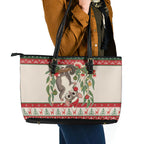 Aussie Sugar Glider Christmas Leather Tote Bag Festive Knitted Pattern Inspired