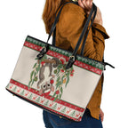 Aussie Sugar Glider Christmas Leather Tote Bag Festive Knitted Pattern Inspired