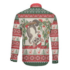 Aussie Sugar Glider Christmas Long Sleeve Button Shirt Festive Knitted Pattern Inspired