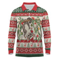 Aussie Sugar Glider Christmas Long Sleeve Polo Shirt Festive Knitted Pattern Inspired