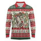 Aussie Sugar Glider Christmas Long Sleeve Polo Shirt Festive Knitted Pattern Inspired