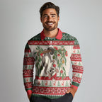 Aussie Sugar Glider Christmas Long Sleeve Polo Shirt Festive Knitted Pattern Inspired