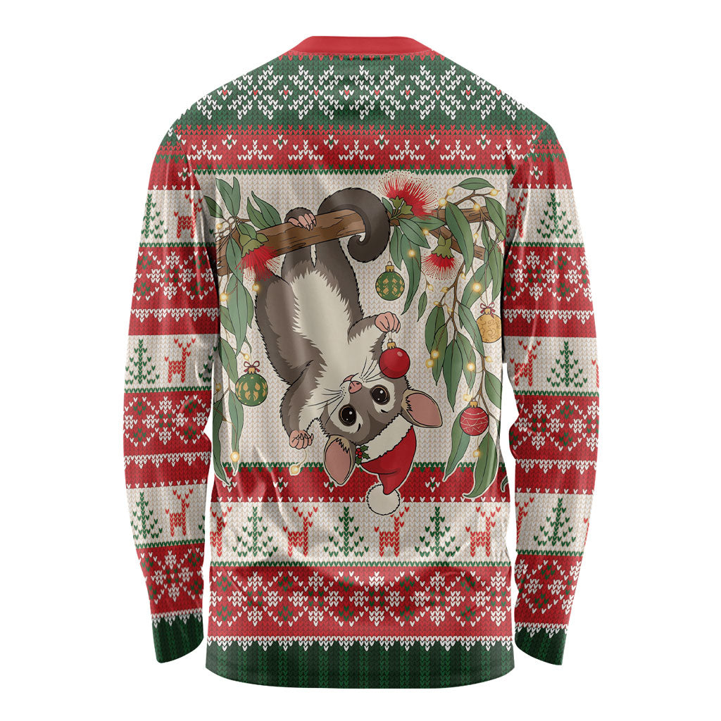 Aussie Sugar Glider Christmas Long Sleeve Shirt Festive Knitted Pattern Inspired