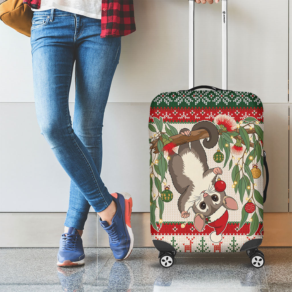 Aussie Sugar Glider Christmas Luggage Cover Festive Knitted Pattern Inspired