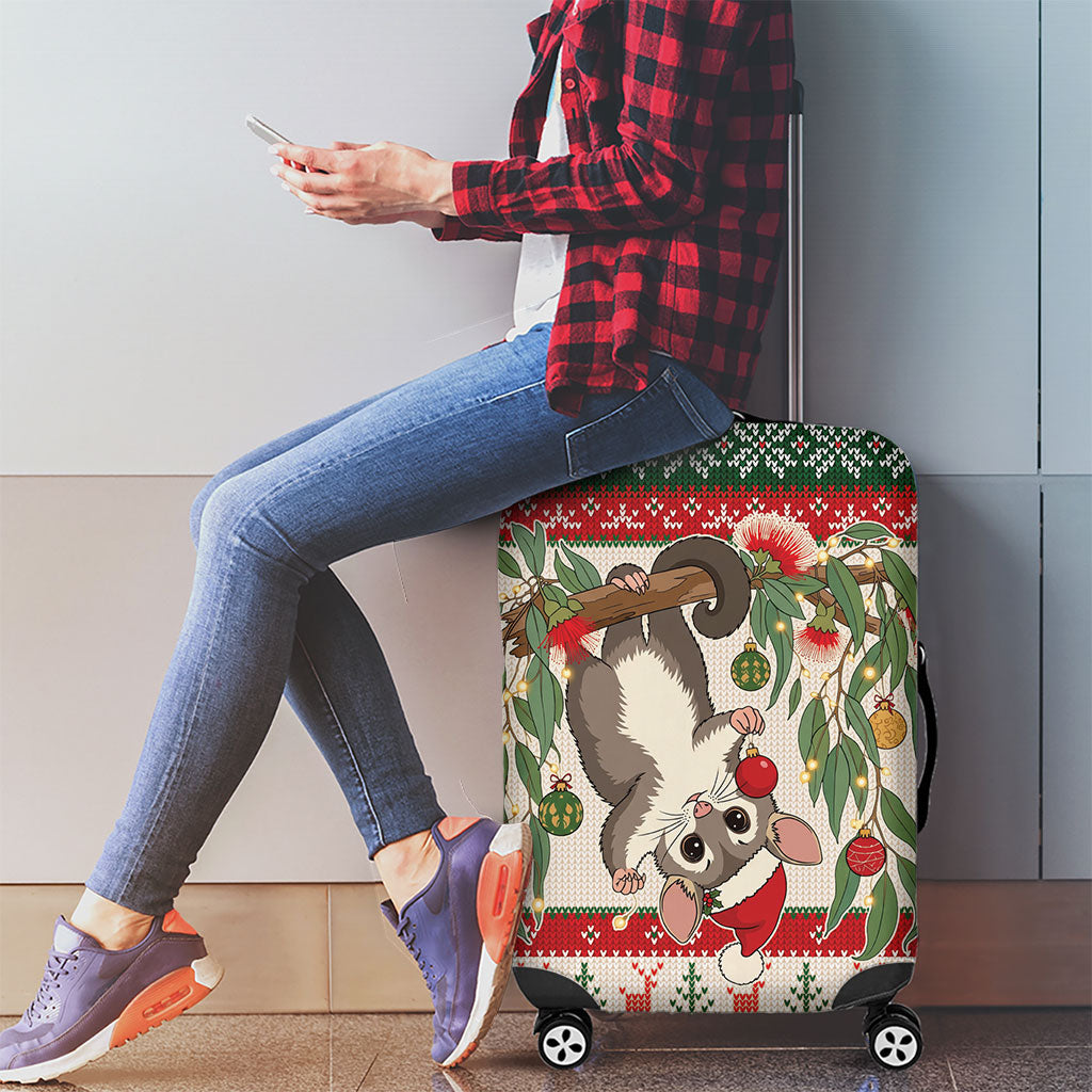Aussie Sugar Glider Christmas Luggage Cover Festive Knitted Pattern Inspired