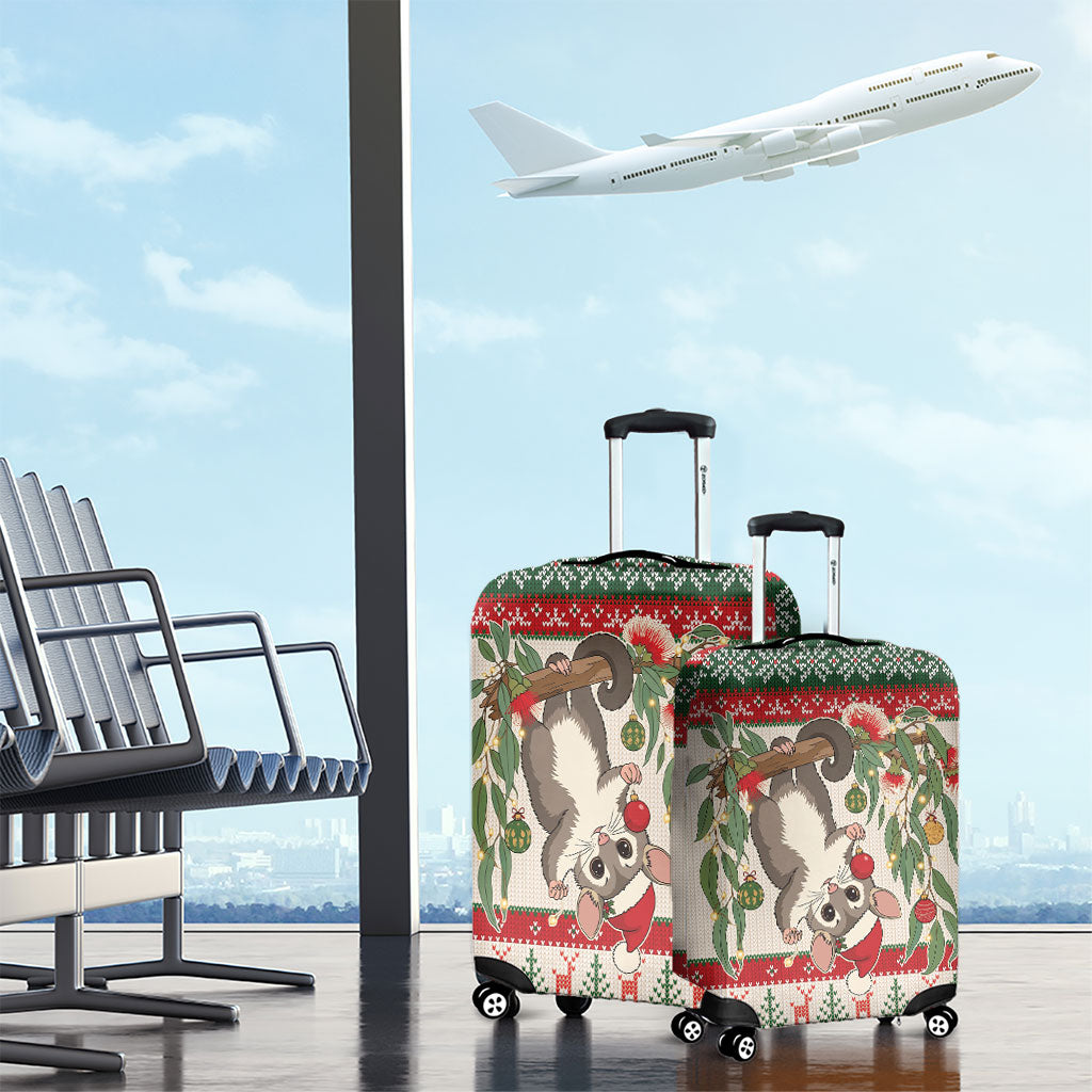 Aussie Sugar Glider Christmas Luggage Cover Festive Knitted Pattern Inspired