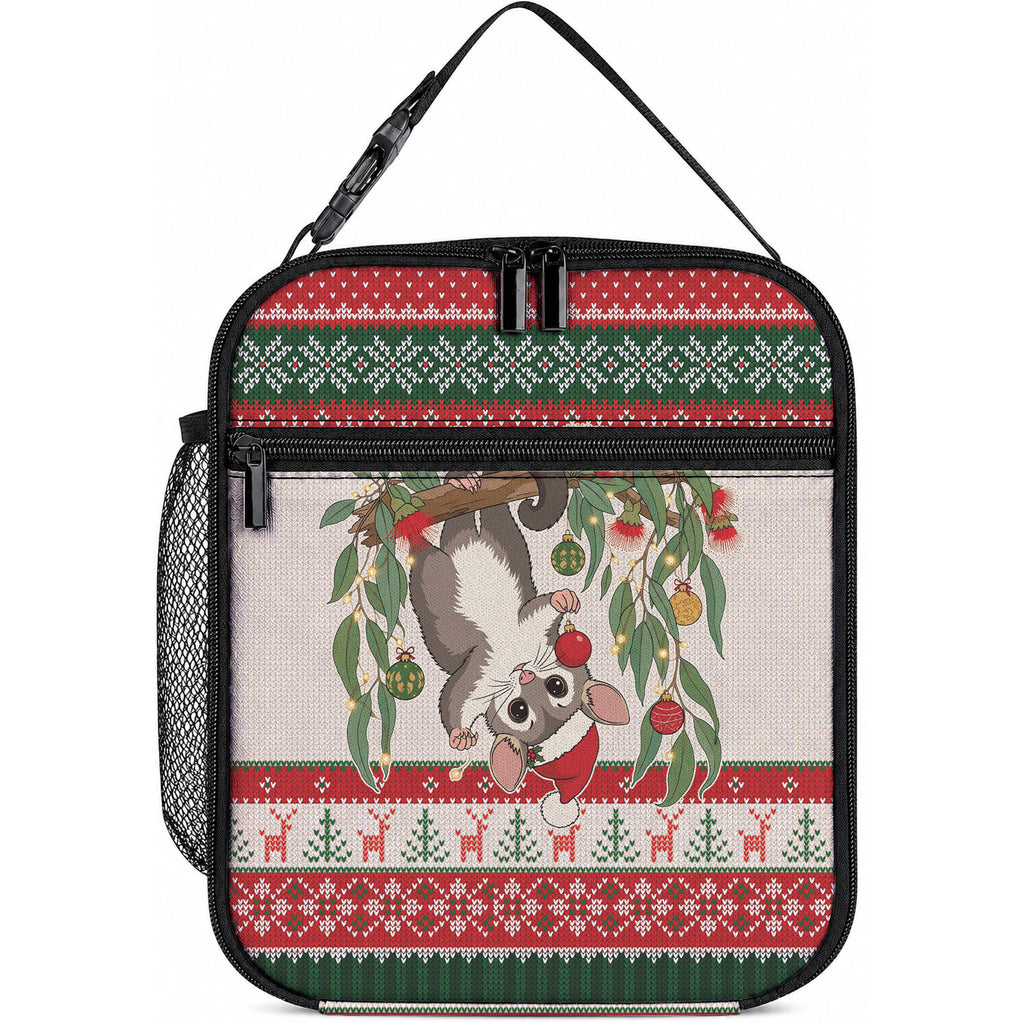Aussie Sugar Glider Christmas Lunch Bag Festive Knitted Pattern Inspired