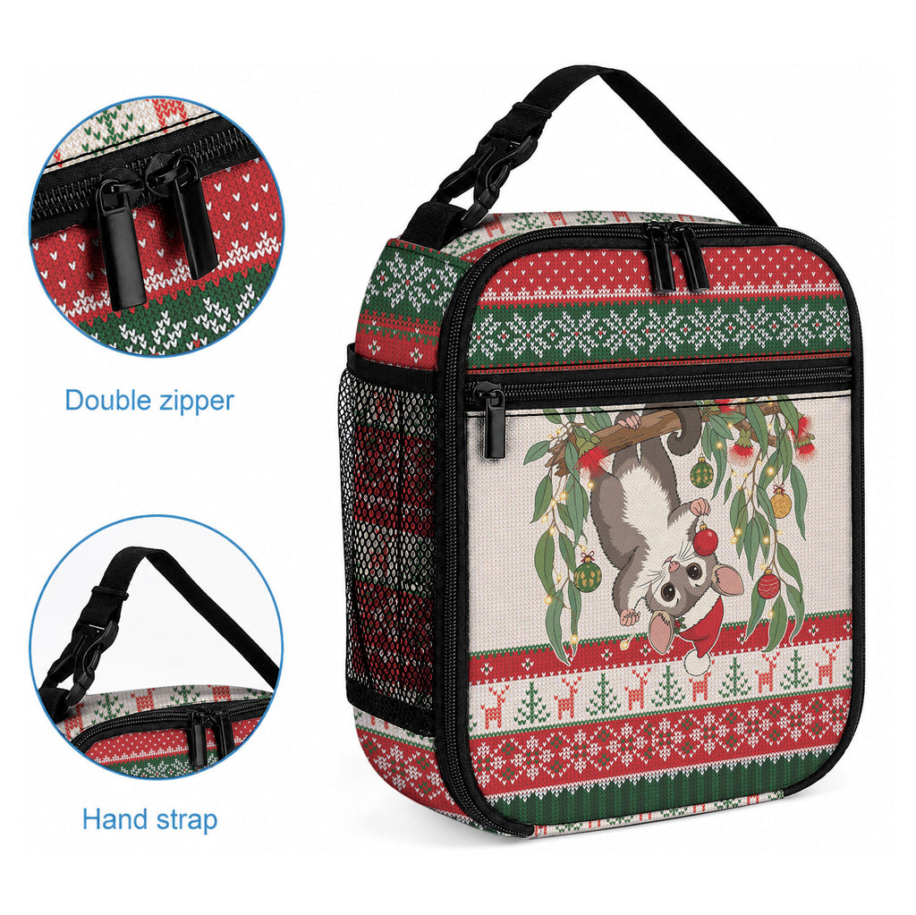 Aussie Sugar Glider Christmas Lunch Bag Festive Knitted Pattern Inspired