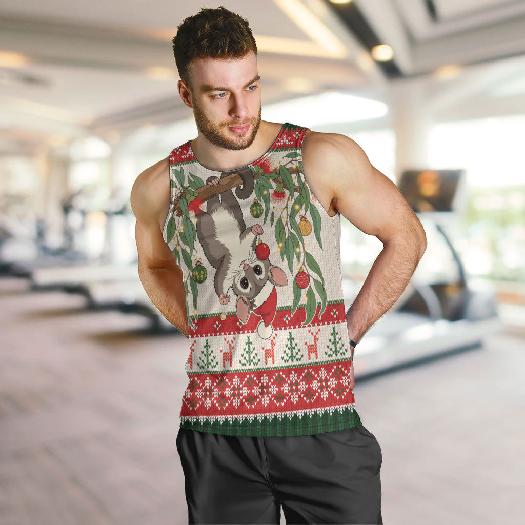 Aussie Sugar Glider Christmas Men Tank Top Festive Knitted Pattern Inspired