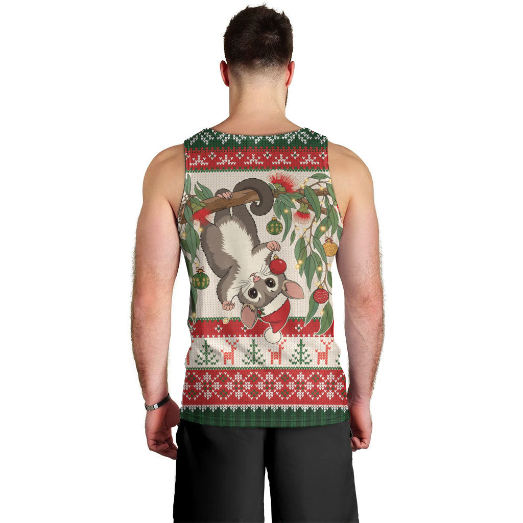 Aussie Sugar Glider Christmas Men Tank Top Festive Knitted Pattern Inspired