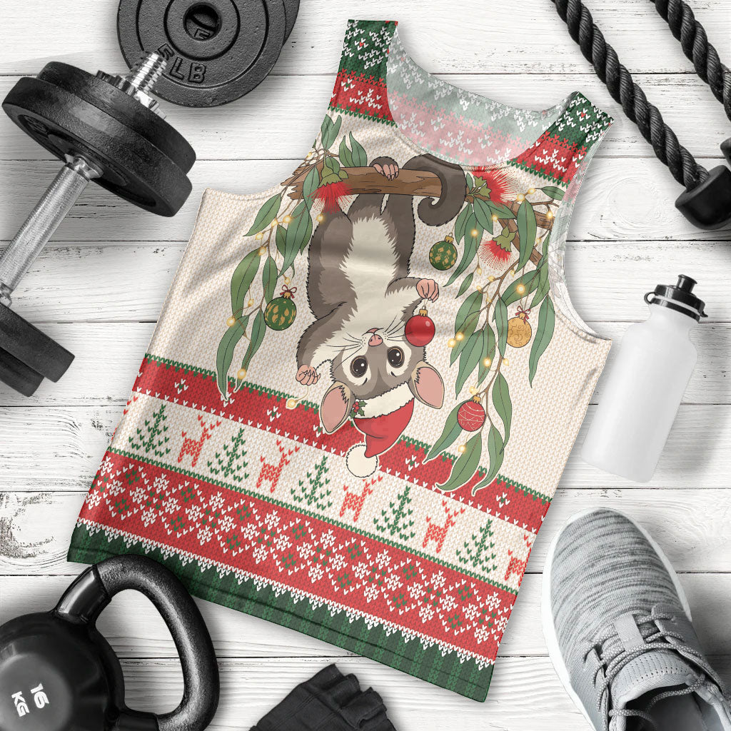 Aussie Sugar Glider Christmas Men Tank Top Festive Knitted Pattern Inspired