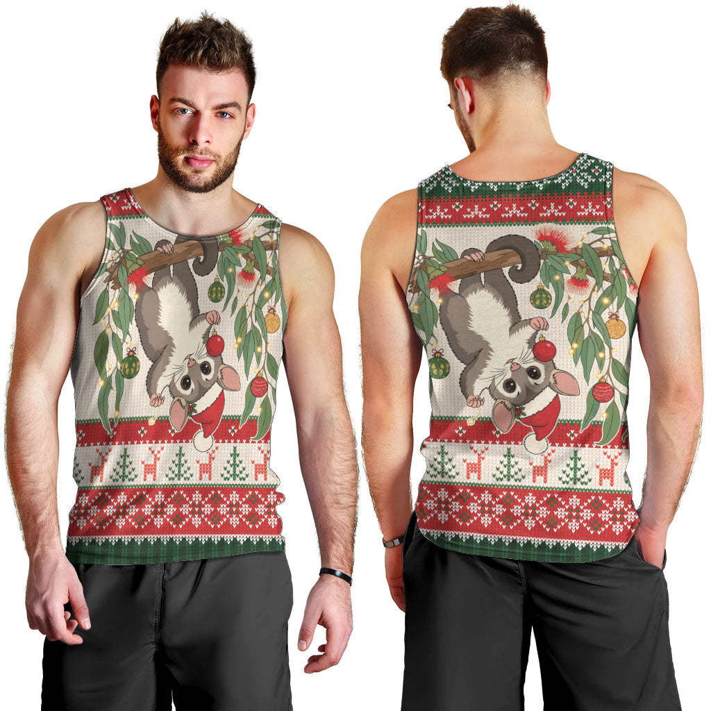 Aussie Sugar Glider Christmas Men Tank Top Festive Knitted Pattern Inspired