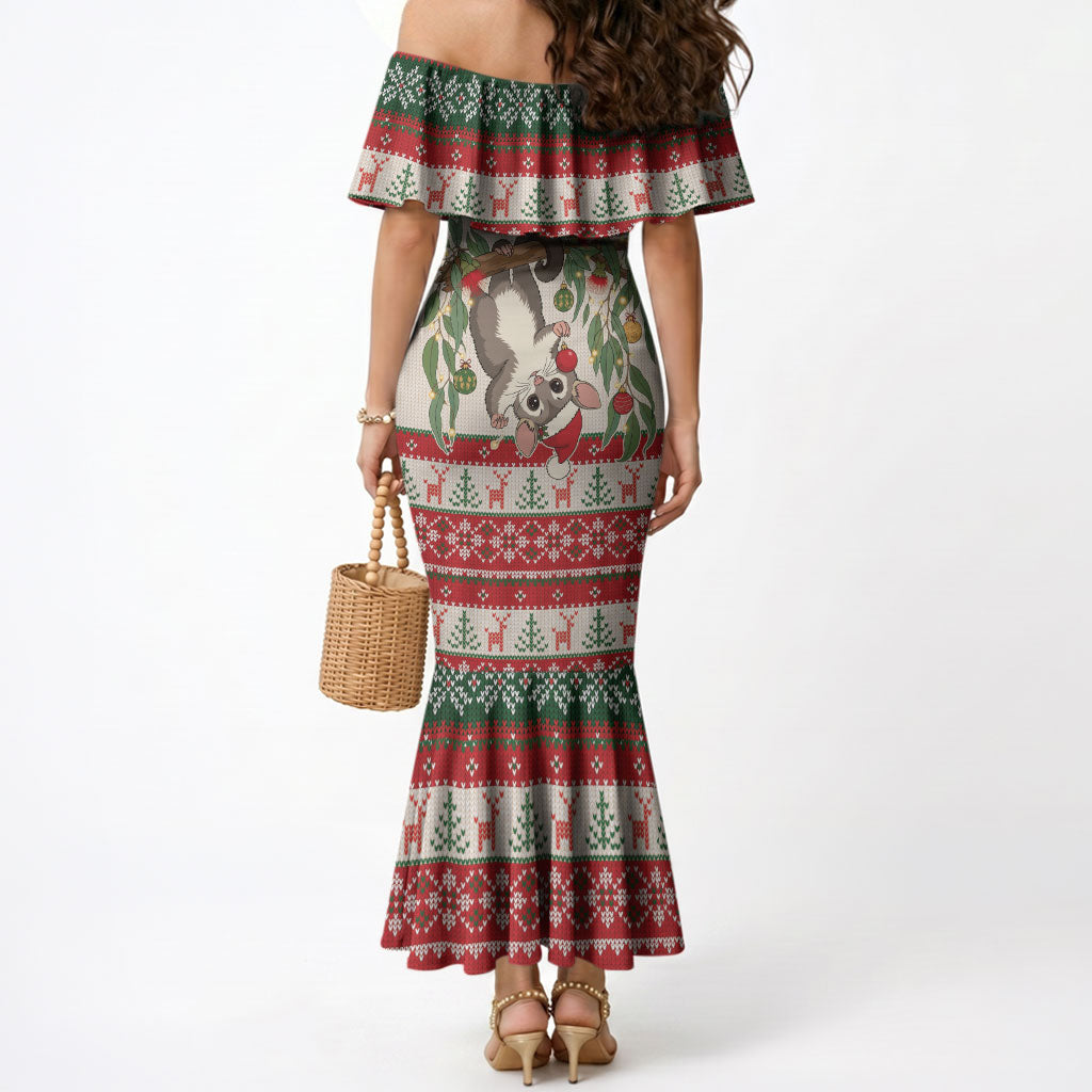 Aussie Sugar Glider Christmas Mermaid Dress Festive Knitted Pattern Inspired